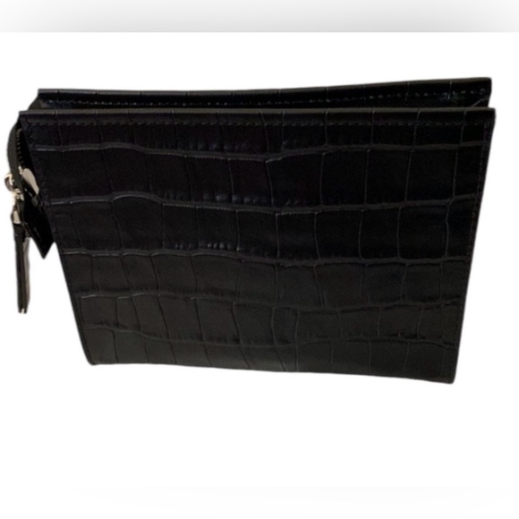 Marc Jacobs Grind Croc-Embossed Leather Cosmetics Bag Black - Picture 4 of 5